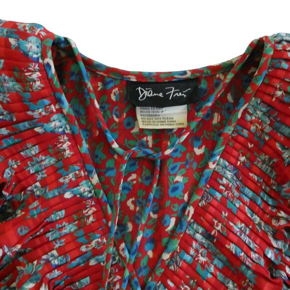 vtg 80s DIANE FREIS floral print pleated midi dress One Size - Picture 7 of 7
